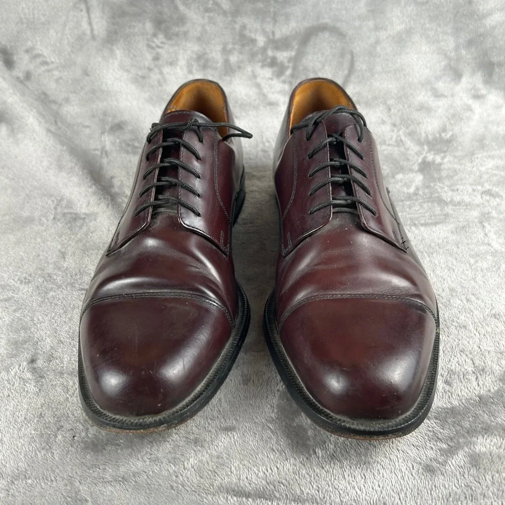 Cole Haan City Mens‎ 11.5 D Burgundy Leather Cap Toe Derby Dress Shoes 837488
